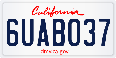 CA license plate 6UAB037