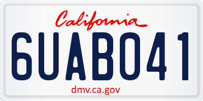 CA license plate 6UAB041