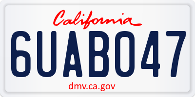 CA license plate 6UAB047
