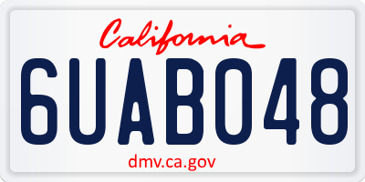 CA license plate 6UAB048