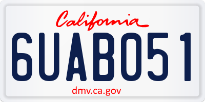 CA license plate 6UAB051