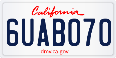 CA license plate 6UAB070