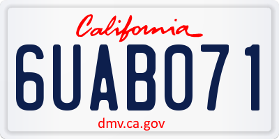 CA license plate 6UAB071