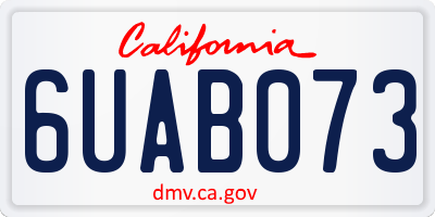 CA license plate 6UAB073