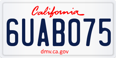 CA license plate 6UAB075