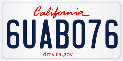 CA license plate 6UAB076