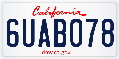 CA license plate 6UAB078