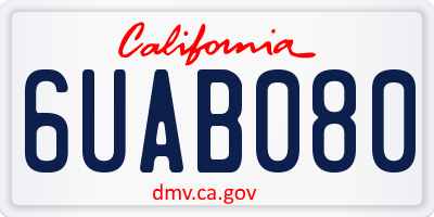 CA license plate 6UAB080