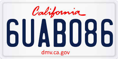 CA license plate 6UAB086