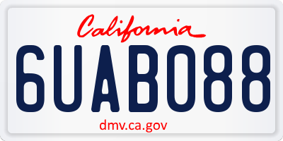 CA license plate 6UAB088