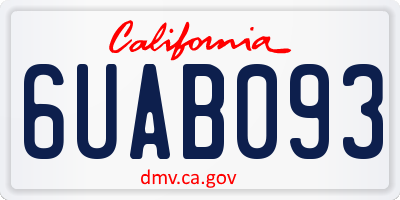CA license plate 6UAB093