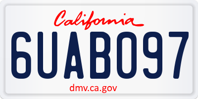 CA license plate 6UAB097