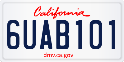 CA license plate 6UAB101