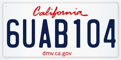 CA license plate 6UAB104
