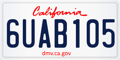 CA license plate 6UAB105