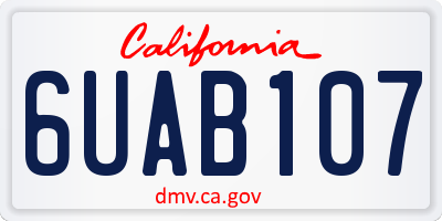 CA license plate 6UAB107