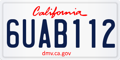 CA license plate 6UAB112