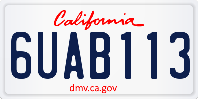 CA license plate 6UAB113