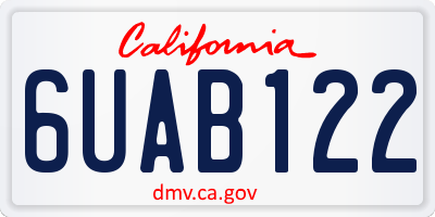 CA license plate 6UAB122