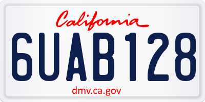 CA license plate 6UAB128