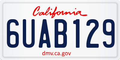 CA license plate 6UAB129