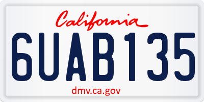 CA license plate 6UAB135