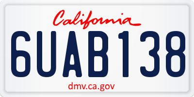 CA license plate 6UAB138