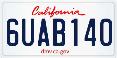CA license plate 6UAB140