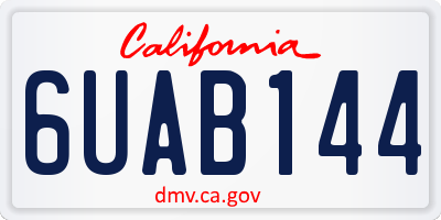 CA license plate 6UAB144