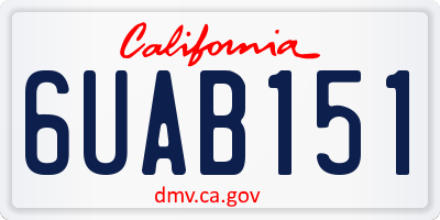 CA license plate 6UAB151