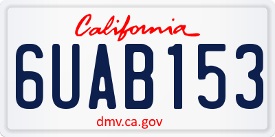 CA license plate 6UAB153