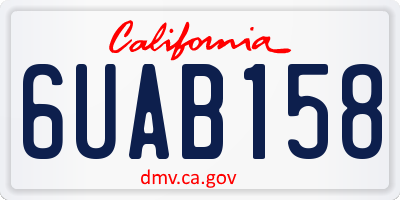 CA license plate 6UAB158