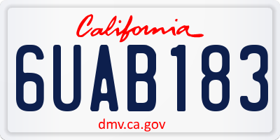 CA license plate 6UAB183