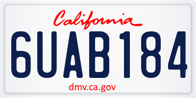 CA license plate 6UAB184
