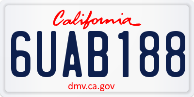 CA license plate 6UAB188