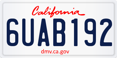 CA license plate 6UAB192