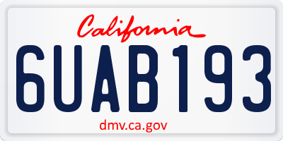 CA license plate 6UAB193