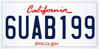 CA license plate 6UAB199