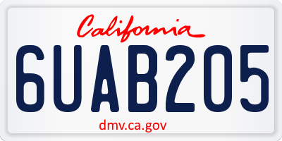 CA license plate 6UAB205