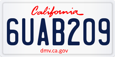 CA license plate 6UAB209
