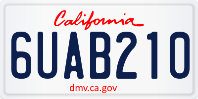 CA license plate 6UAB210