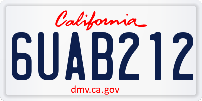 CA license plate 6UAB212