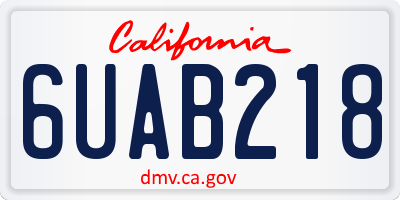 CA license plate 6UAB218