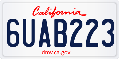 CA license plate 6UAB223