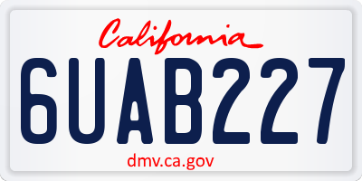 CA license plate 6UAB227