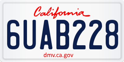 CA license plate 6UAB228