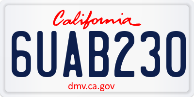 CA license plate 6UAB230