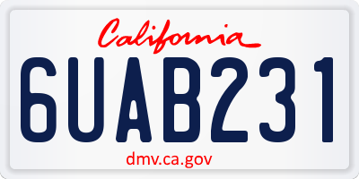 CA license plate 6UAB231