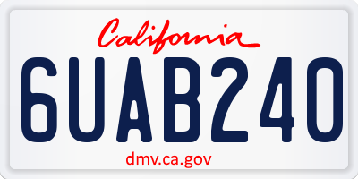CA license plate 6UAB240
