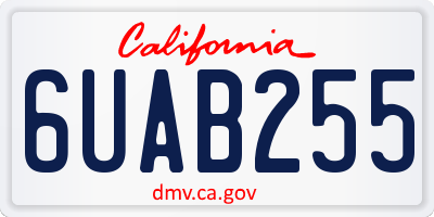 CA license plate 6UAB255